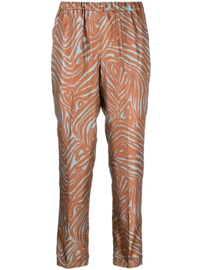 Alberto Biani Zebra-print Straight Trousers In Brown