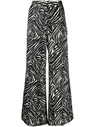 Alberto Biani Zebra-print Wide-leg Trousers In Black