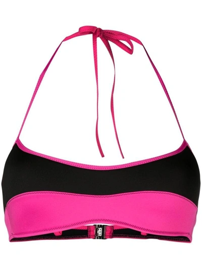 La Perla Fuchsia Pink/black Active Beach Colour-block Bralette