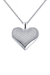 LAFONN PLATINUM PLATED STERLING SILVER SIMULATED DIAMOND MICRO PAVE HEART PENDANT NECKLACE,847374070594