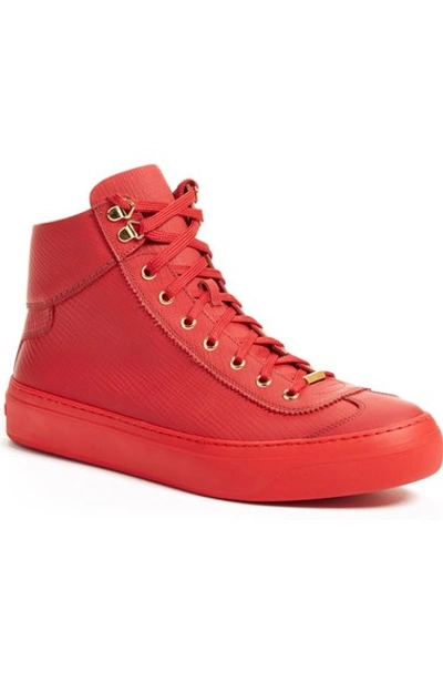 Jimmy Choo Argyle Russian Red Grained Matt Calf Leather High Top Trainers