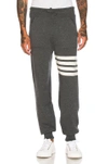 THOM BROWNE THOM BROWNE CASHMERE 4 BAR STRIPE SWEATPANTS IN GRAY,MKQ002A 00011