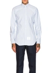 Thom Browne Extra Trim Fit Oxford Shirt With Grosgrain Trim In Light Blue