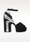PIERRE HARDY SHOES ROXY BLACK SUEDE AND SILVER AYERS PLATFORM SANDAL