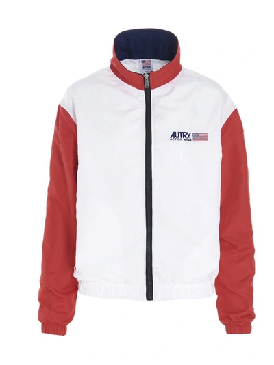 Autry Embroidered Logo Colour Block Jacket In White