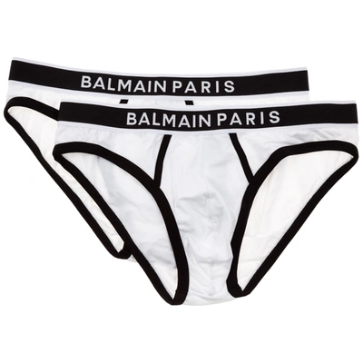 Balmain Logo-waistband Briefs In White