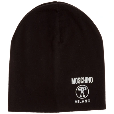 Moschino Women's Beanie Hat  Double Question Mark In Black