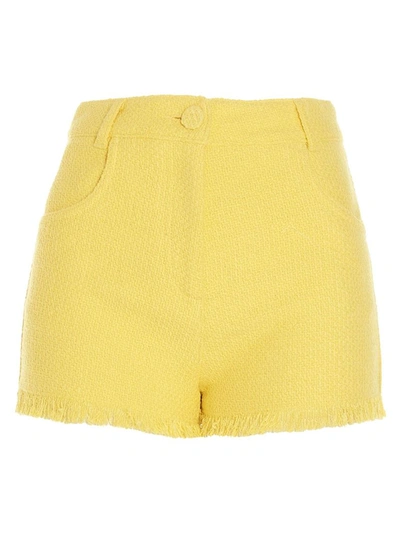 Msgm Yellow Tweed Solid Color Shorts