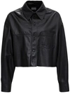 TRUSSARDI CROP JACKET IN BLACK LEATHER