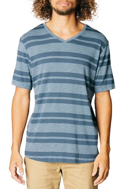 Fundamental Coast Harbor Stripe V-neck T-shirt In Midnight Navy