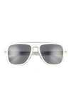 Versace 56mm Aviator Sunglasses In White/ Dark Grey