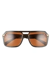 Versace 58mm Aviator Sunglasses In Havana/ Dark Brown