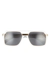 Versace 58mm Aviator Sunglasses In White/ Dark Grey