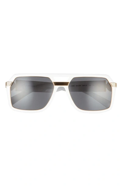 Versace 58mm Aviator Sunglasses In White/ Dark Grey