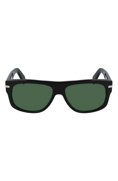 Ferragamo 58mm Rectangle Sunglasses In Black/ Green