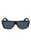 Ferragamo 58mm Rectangle Sunglasses In Dark Tortoise/ Blue