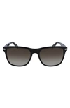 Ferragamo 57mm Gradient Rectangle Sunglasses In Black/ Brown