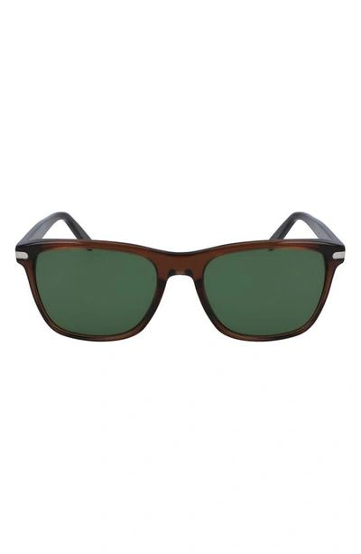 Ferragamo 57mm Gradient Rectangle Sunglasses In Crystal Brown/ Green