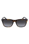 Ferragamo 57mm Gradient Rectangle Sunglasses In Dark Tortoise/ Grey