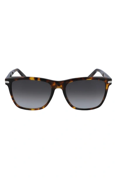 Ferragamo 57mm Gradient Rectangle Sunglasses In Dark Tortoise/ Grey
