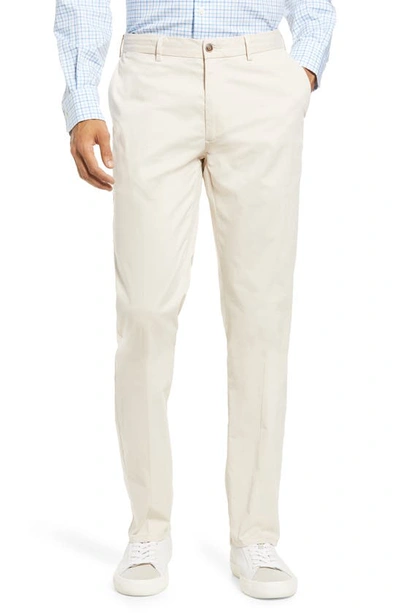 Peter Millar Crown Soft Flat Front Stretch Cotton & Silk Dress Pants In Stone