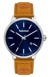 TIMBERLAND ALLENDALE LEATHER STRAP WATCH, 45MM,TBL15638JS02