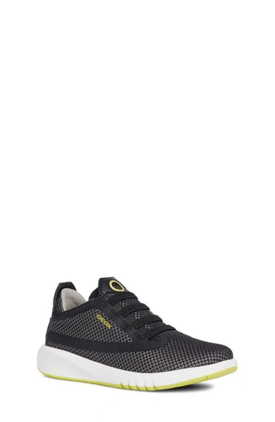 Geox Kids' Aeranter 2 Sneaker In Black/ Lime