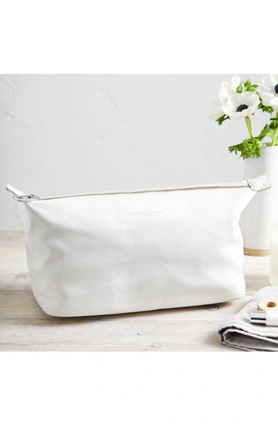 The White Company Large Pebbled Leather Cosmetics Case In White