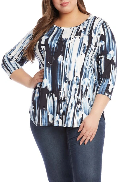 Karen Kane Shirttail Top In Blue