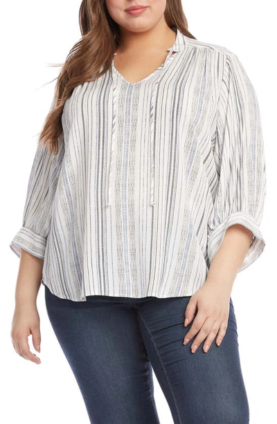 Karen Kane Blouson Sleeve Stripe Blouse In Stp