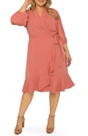STANDARDS & PRACTICES KYLIE RUFFLE WRAP DRESS,SD9801592P