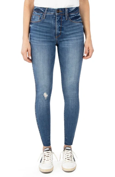 Whetherly Cooper High Waist Raw Hem Skinny Jeans In Medium New York