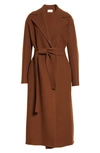 The Row Malika Double Face Wool Blend Felt Wrap Coat In Saddle Brown