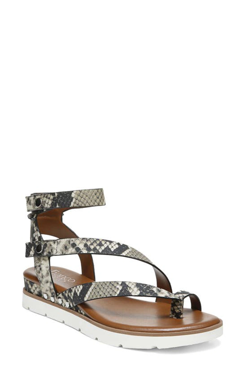 Franco Sarto Daven Strappy Sandal In Roccia Snake Faux Leather