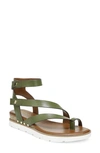 Franco Sarto Daven Womens Faux Leather Ankle Strap Wedge Sandals In Green