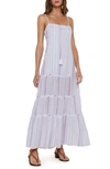 Vix Swimwear Fran Stripe Cover-up Maxi Dress In Magenta
