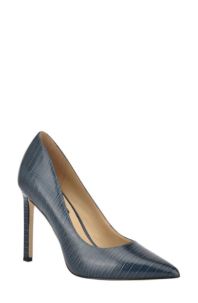 Nine West 'tatiana' Pointy Toe Pump In Teal Lizard