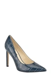 Nine West 'tatiana' Pointy Toe Pump In Dark Teal Croco