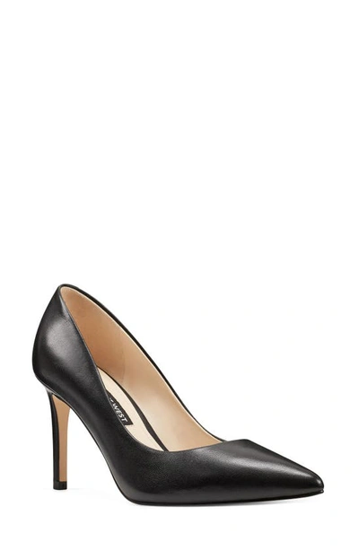 Nine West Etta 8 Womens Leather Slip-on Pumps In Black Leather