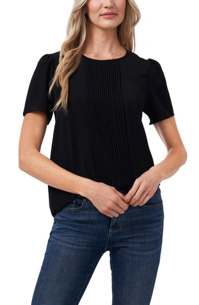 Cece Pleat Front Top In Rich Black
