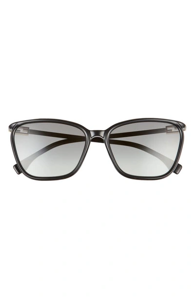 Fendi 60mm Gradient Cat Eye Sunglasses In Black/ Grey Shaded