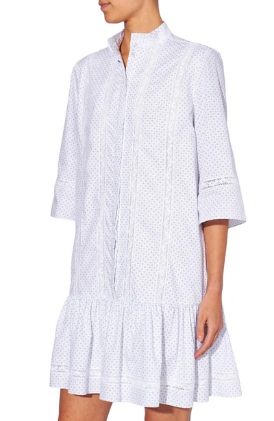 Erdem Bertram Ditsy Lace Poplin Minidress In White / Blue