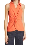 Cinq À Sept Mckenna Sleeveless Blouse In Fire Coral