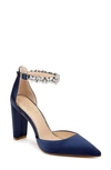 Jewel Badgley Mischka Women's Ollie Block Heel Evening Pumps In Navy