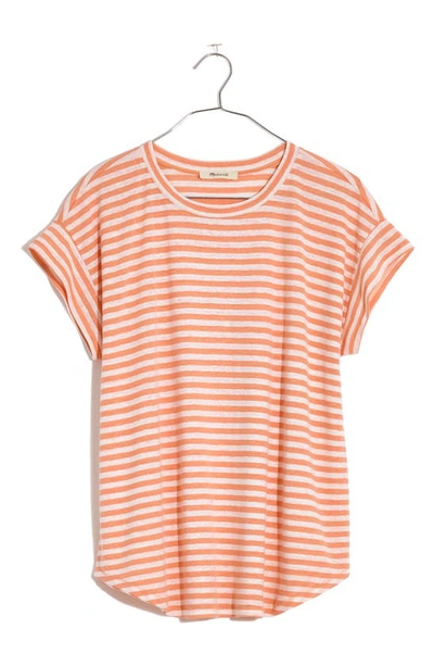 Madewell Asbury Lorrie Stripe Linen Blend T-shirt In Sweet Tulip