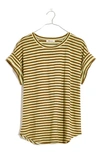 Madewell Asbury Lorrie Stripe Linen Blend T-shirt In Weathered Olive