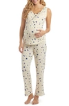 Everly Grey Joy Tank & Pants Maternity/nursing Pajamas In Twinkle