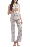 Shop Everly Grey Joy Tank & Pants Maternity/nursing Pajamas In Zinnia