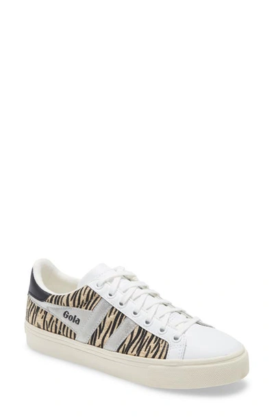 Gola Orchid Ii Africa Genuine Calf Hair Trainer In White/zebra/silver