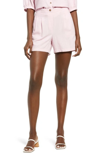 Vero Moda High Waist Linen Blend Shorts In Roseate Spoonbill